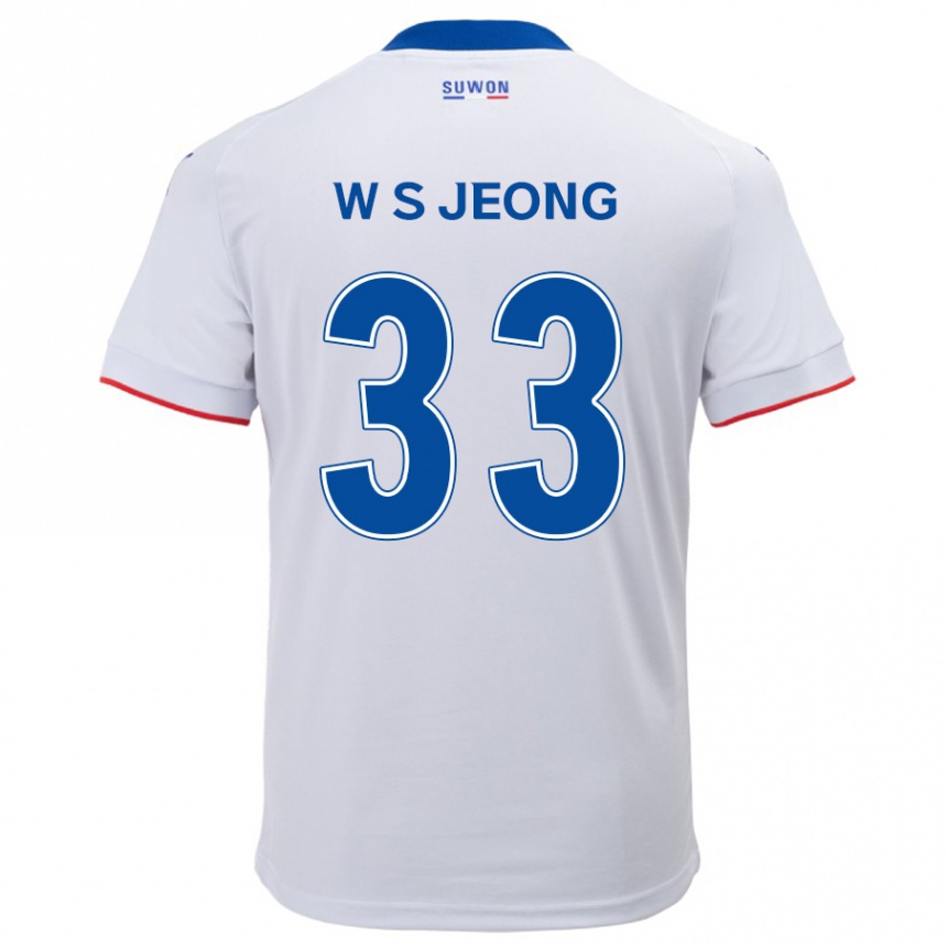 Enfant Football Maillot Seo-Woo Jeong #33 Blanc Bleu Tenues Extérieur 2024/25