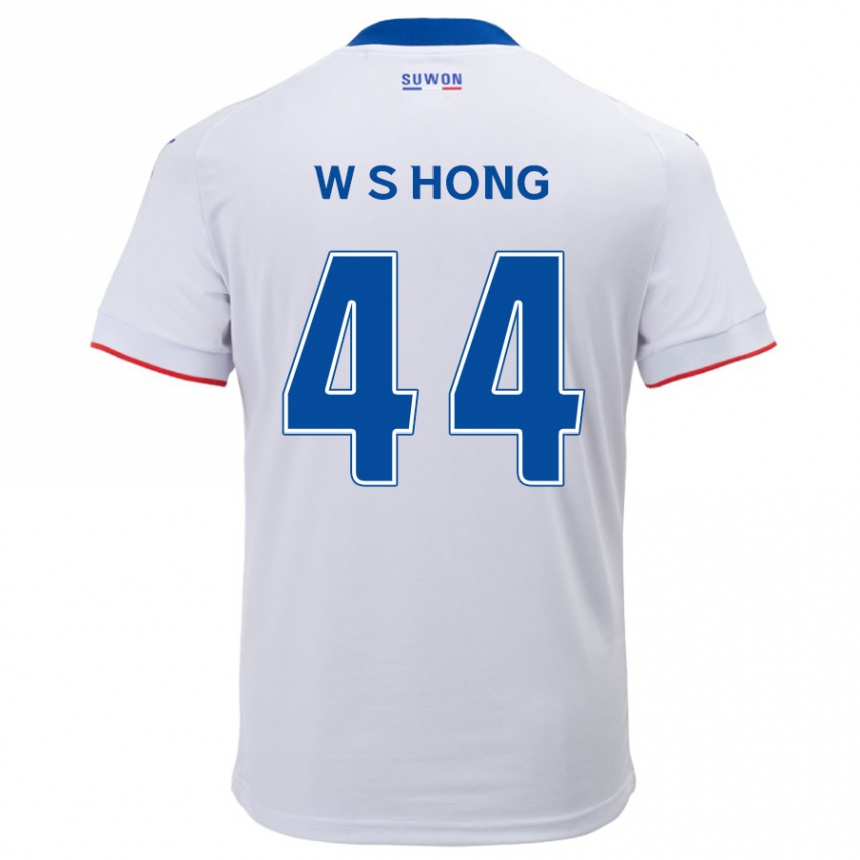 Enfant Football Maillot Sang-Won Hong #44 Blanc Bleu Tenues Extérieur 2024/25