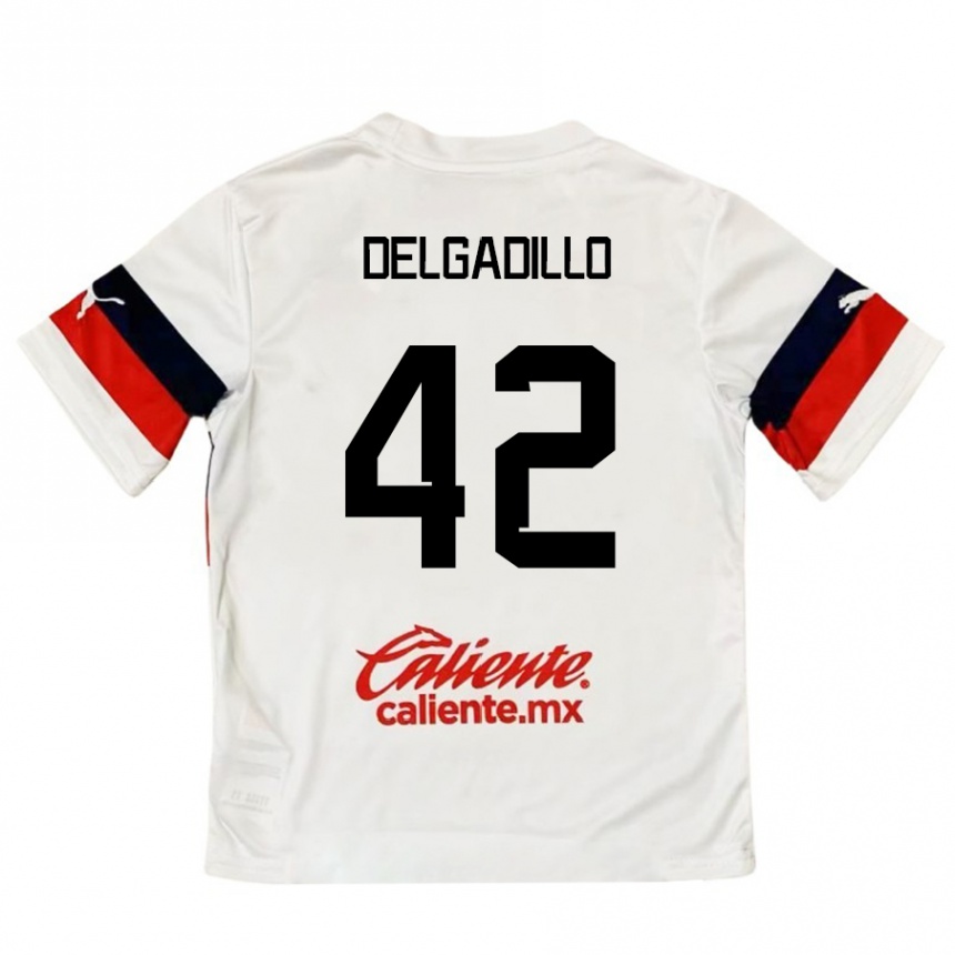 Enfant Football Maillot Diego Delgadillo #42 Blanc Rouge Tenues Extérieur 2024/25