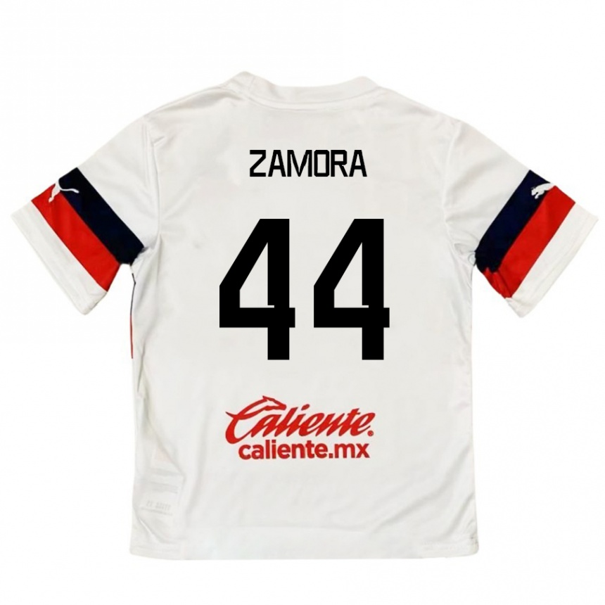 Enfant Football Maillot Saúl Zamora #44 Blanc Rouge Tenues Extérieur 2024/25