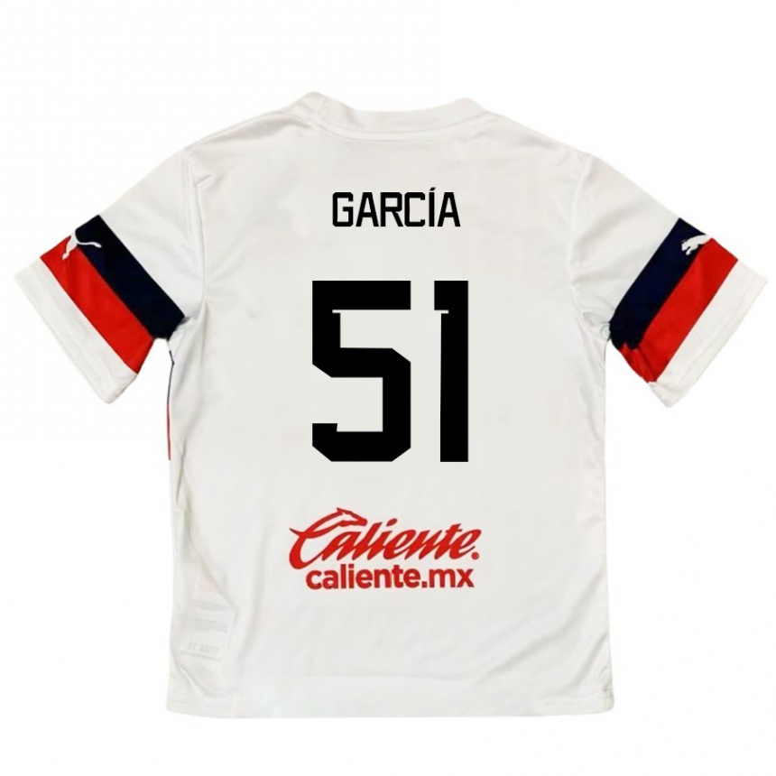 Enfant Football Maillot Eduardo García #51 Blanc Rouge Tenues Extérieur 2024/25