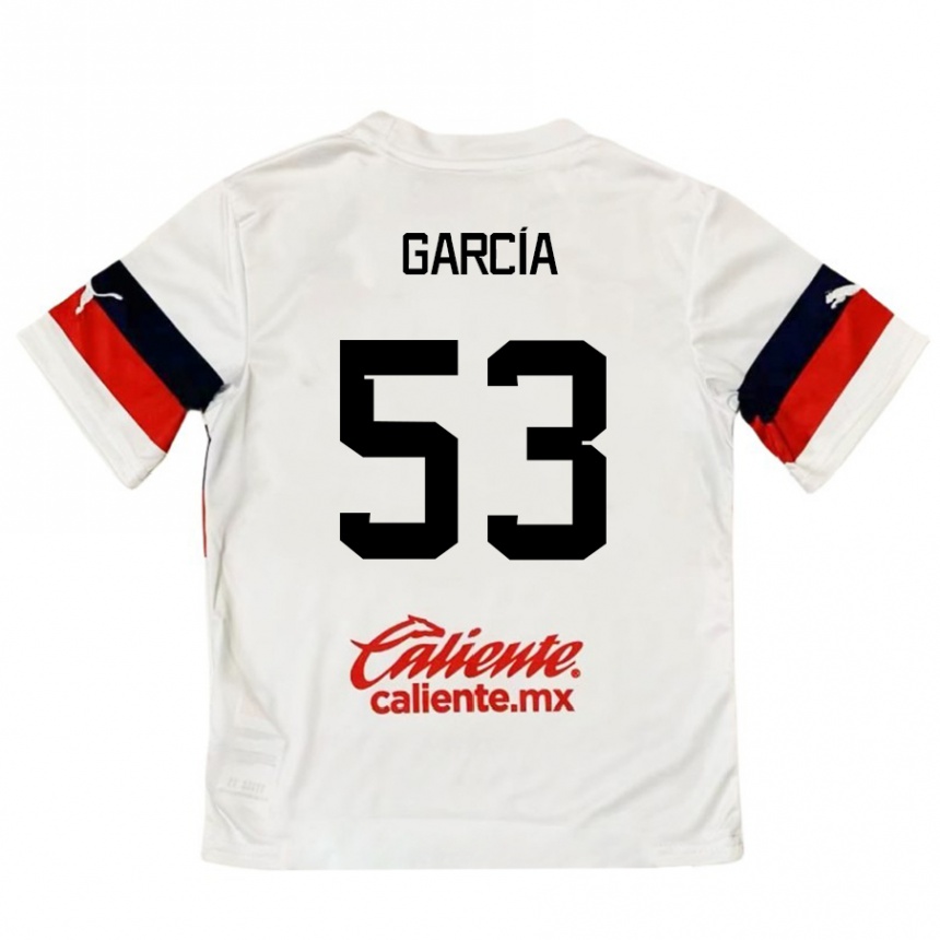 Enfant Football Maillot Uziel García #53 Blanc Rouge Tenues Extérieur 2024/25