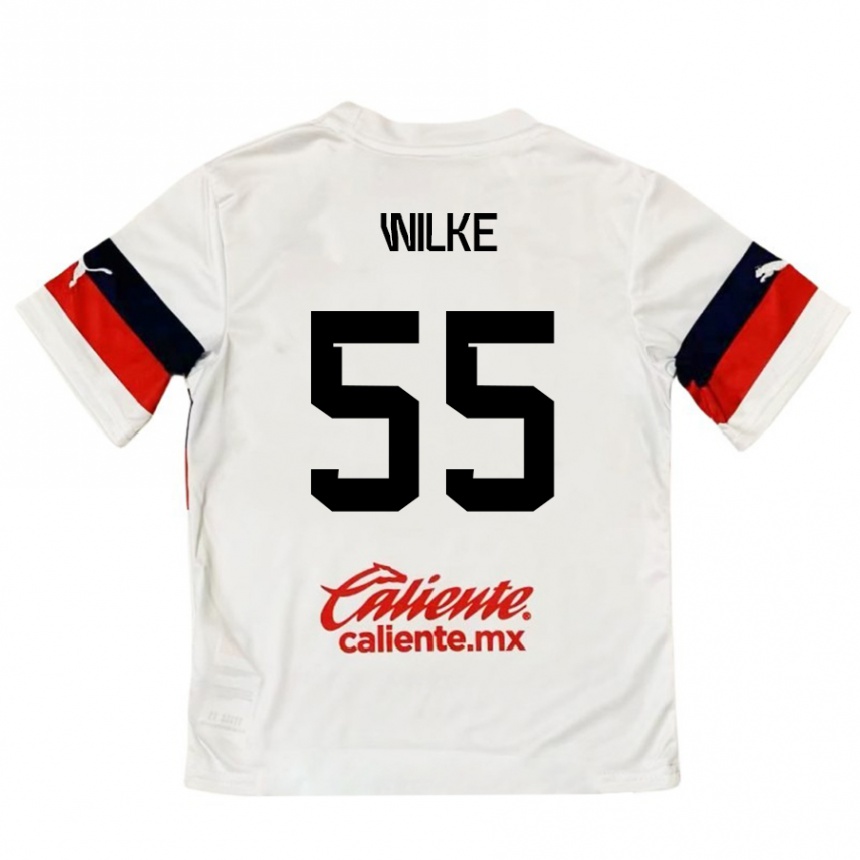 Enfant Football Maillot Teun Wilke #55 Blanc Rouge Tenues Extérieur 2024/25