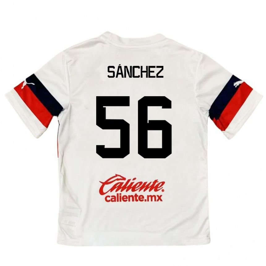 Enfant Football Maillot Benjamín Sánchez #56 Blanc Rouge Tenues Extérieur 2024/25