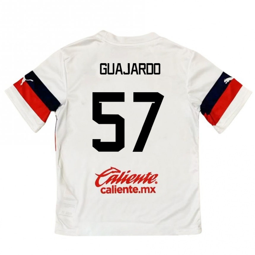 Enfant Football Maillot Dylan Guajardo #57 Blanc Rouge Tenues Extérieur 2024/25