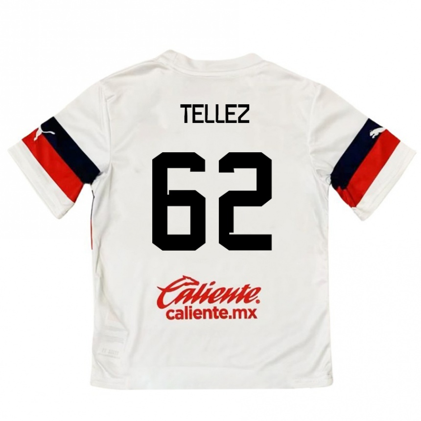 Enfant Football Maillot Brandon Téllez #62 Blanc Rouge Tenues Extérieur 2024/25