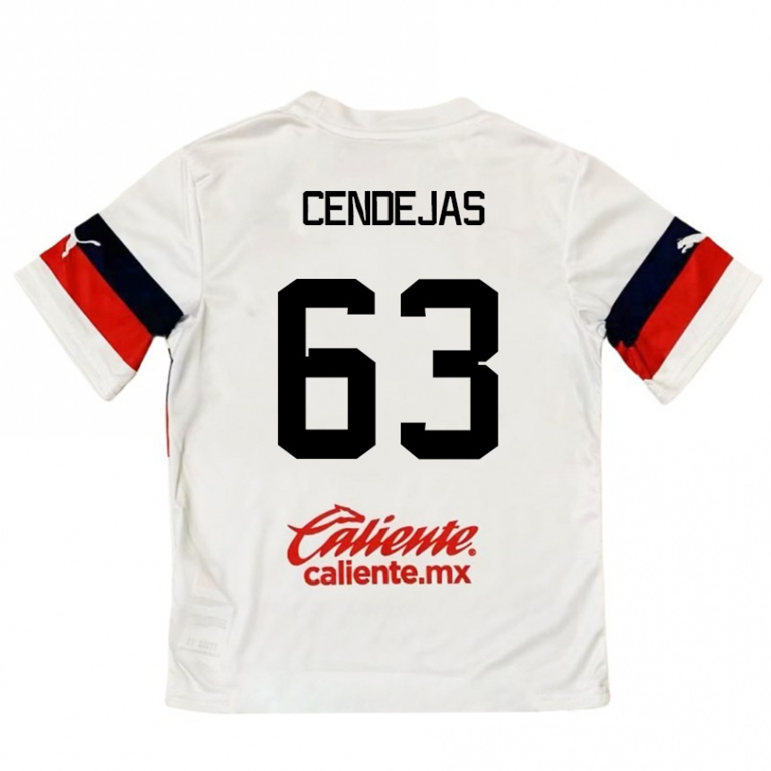 Enfant Football Maillot Matías Cendejas #63 Blanc Rouge Tenues Extérieur 2024/25