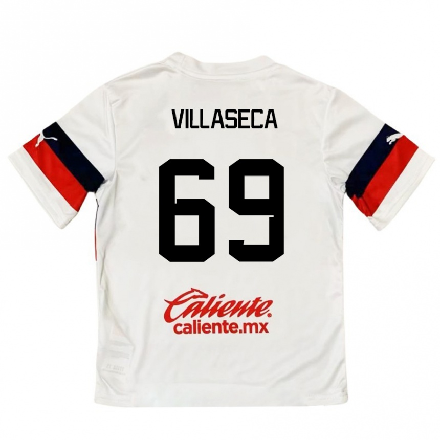 Enfant Football Maillot Daniel Villaseca #69 Blanc Rouge Tenues Extérieur 2024/25