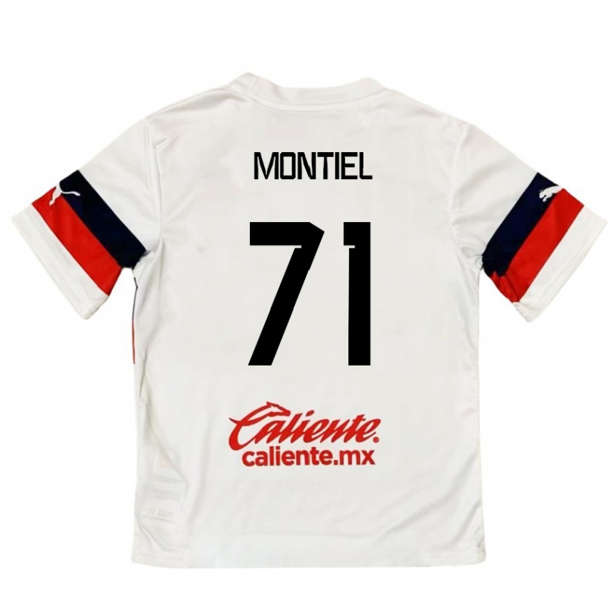 Enfant Football Maillot Erick Montiel #71 Blanc Rouge Tenues Extérieur 2024/25