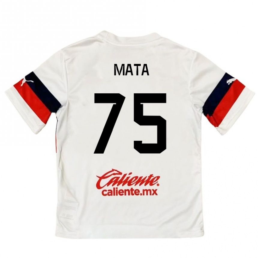 Enfant Football Maillot Hugo Mata #75 Blanc Rouge Tenues Extérieur 2024/25