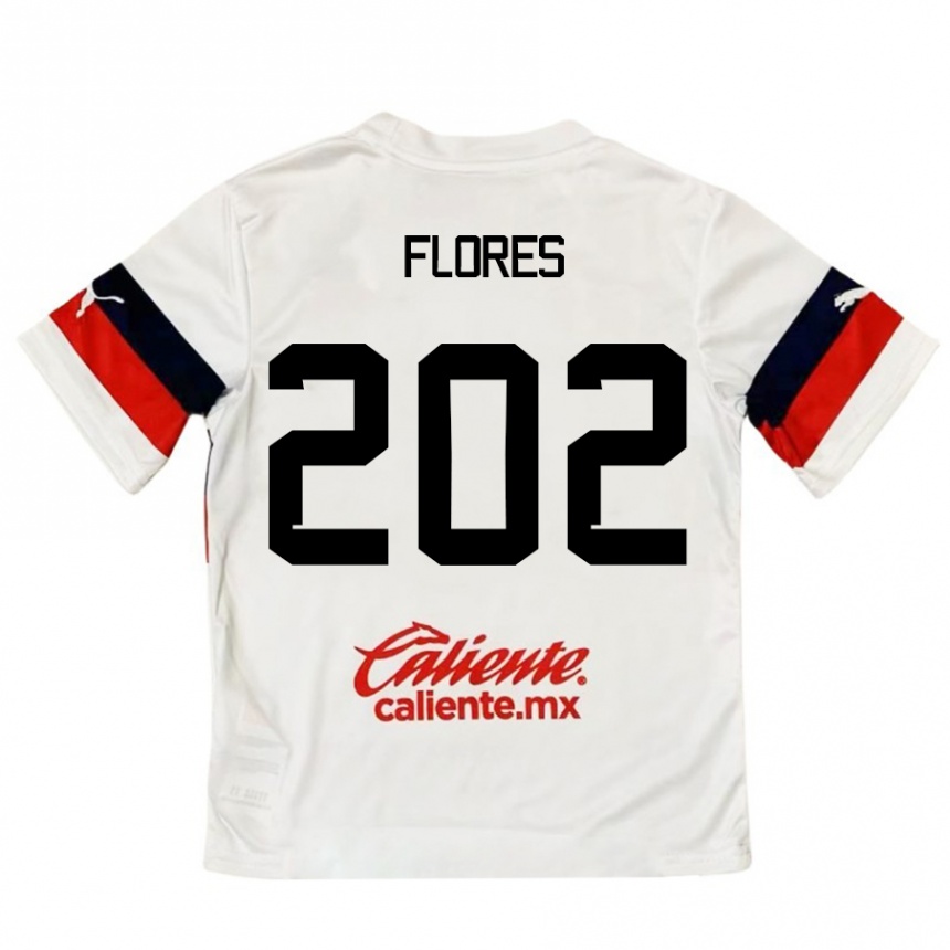 Enfant Football Maillot Daniel Flores #202 Blanc Rouge Tenues Extérieur 2024/25