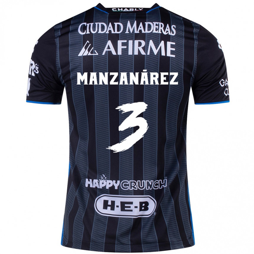 Enfant Football Maillot Óscar Manzanárez #3 Blanc Noir Tenues Extérieur 2024/25