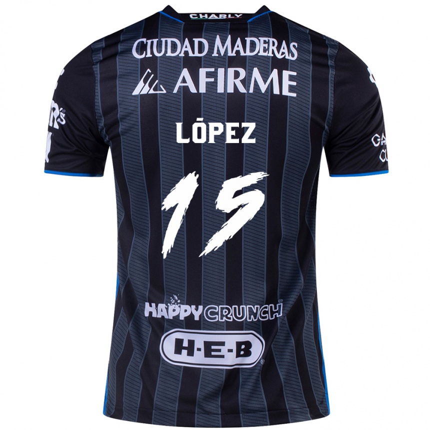 Enfant Football Maillot Víctor López #15 Blanc Noir Tenues Extérieur 2024/25