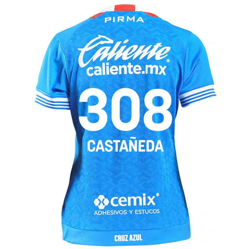 Homme Football Maillot Emiliano Castañeda #308 Bleu Ciel Tenues Domicile 2024/25