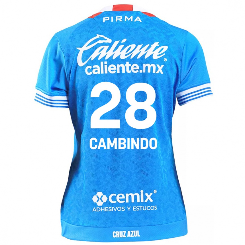 Homme Football Maillot Diber Cambindo #28 Bleu Ciel Tenues Domicile 2024/25