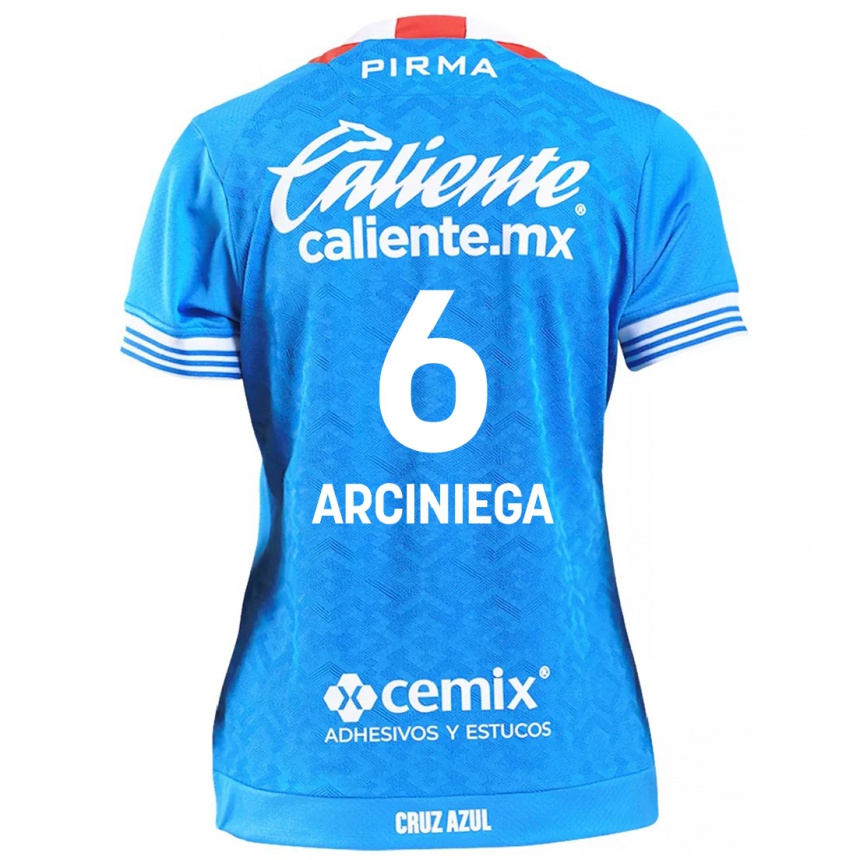 Homme Football Maillot Mirelle Arciniega #6 Bleu Ciel Tenues Domicile 2024/25