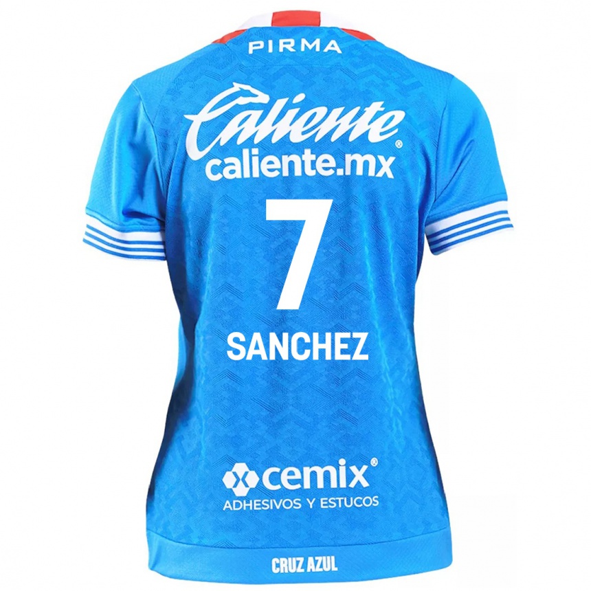 Homme Football Maillot Andrea Sanchez #7 Bleu Ciel Tenues Domicile 2024/25