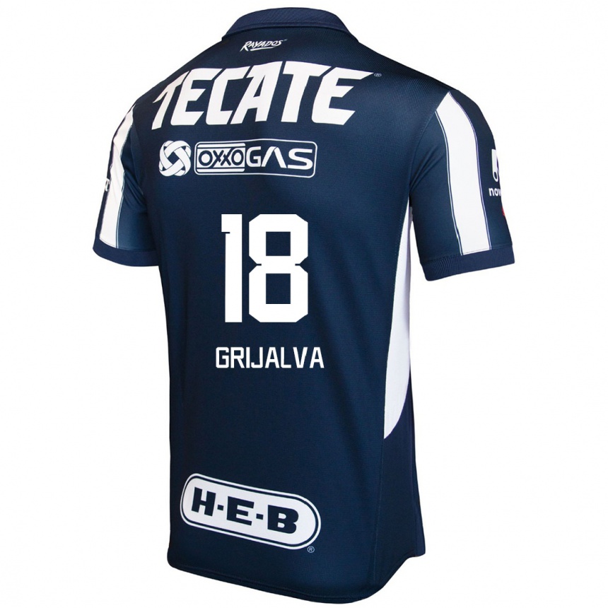 Homme Football Maillot Axel Grijalva #18 Bleu Rouge Blanc Tenues Domicile 2024/25