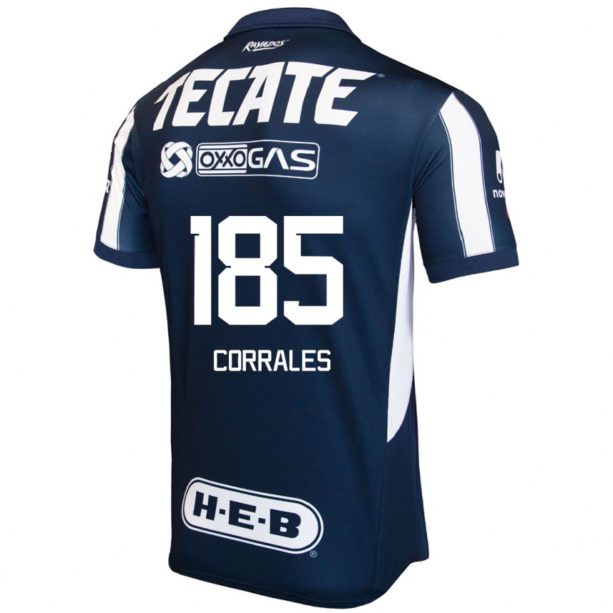 Homme Football Maillot Ángel Corrales #185 Bleu Rouge Blanc Tenues Domicile 2024/25