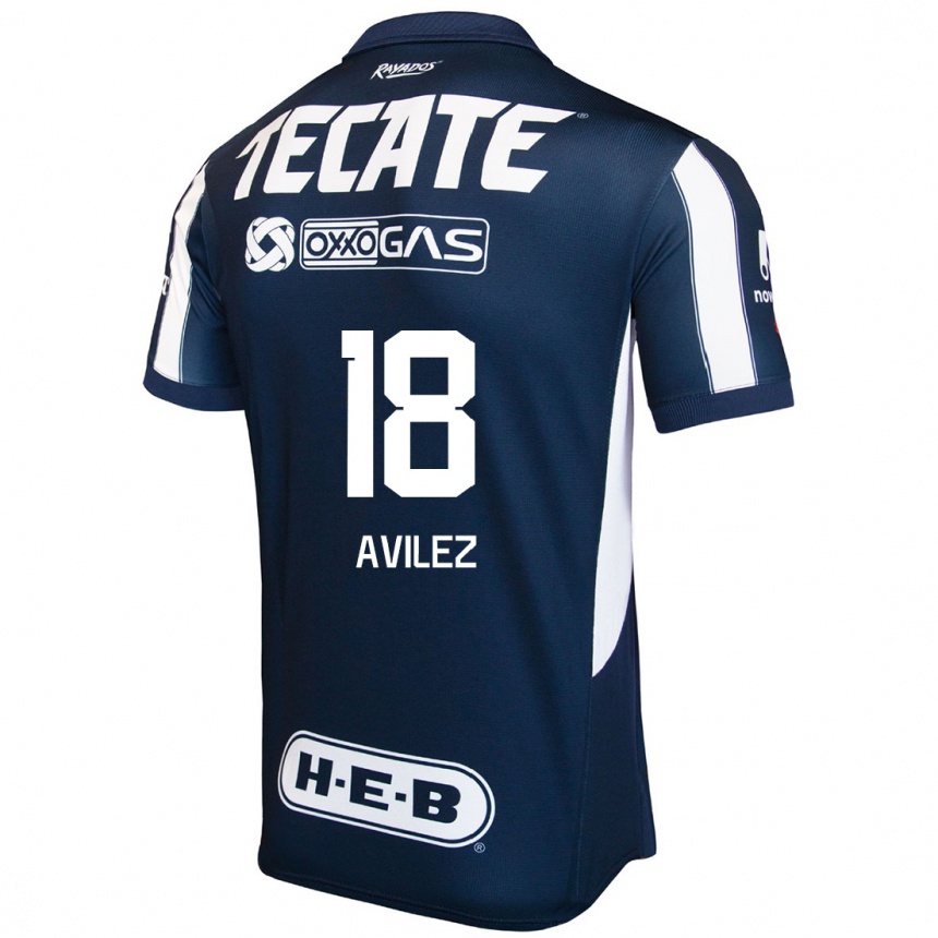 Homme Football Maillot Aylin Avilez #18 Bleu Rouge Blanc Tenues Domicile 2024/25