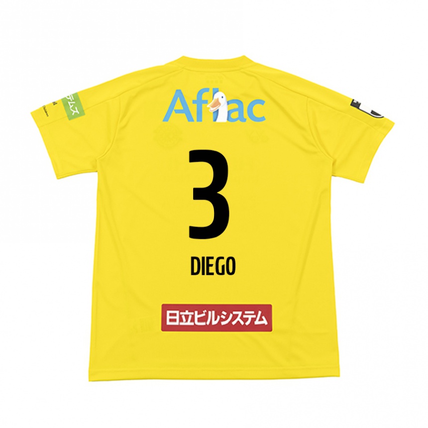 Homme Football Maillot Diego #3 Jaune Noir Tenues Domicile 2024/25