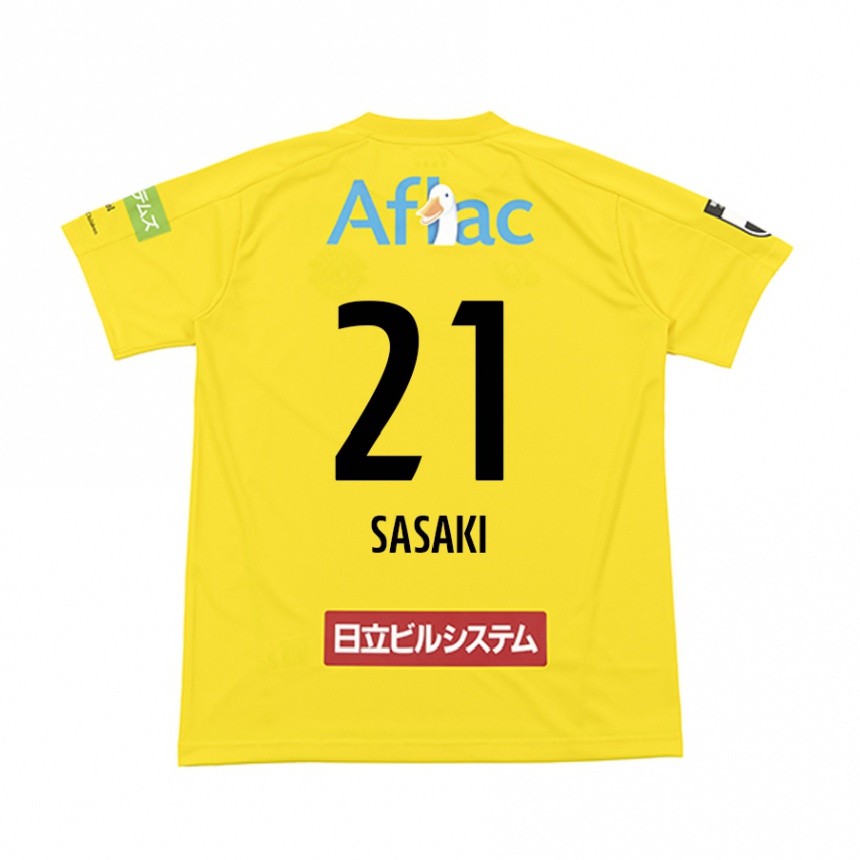 Homme Football Maillot Masato Sasaki #21 Jaune Noir Tenues Domicile 2024/25