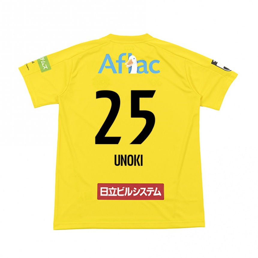 Homme Football Maillot Fumiya Unoki #25 Jaune Noir Tenues Domicile 2024/25