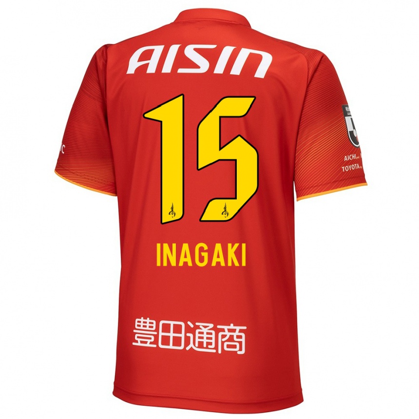 Homme Football Maillot Sho Inagaki #15 Rouge Blanc Jaune Tenues Domicile 2024/25