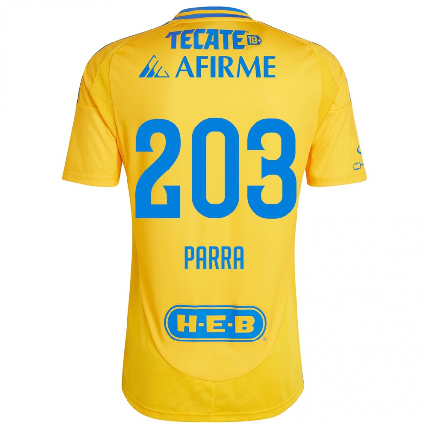 Homme Football Maillot Bernardo Parra #203 Or Jaune Tenues Domicile 2024/25