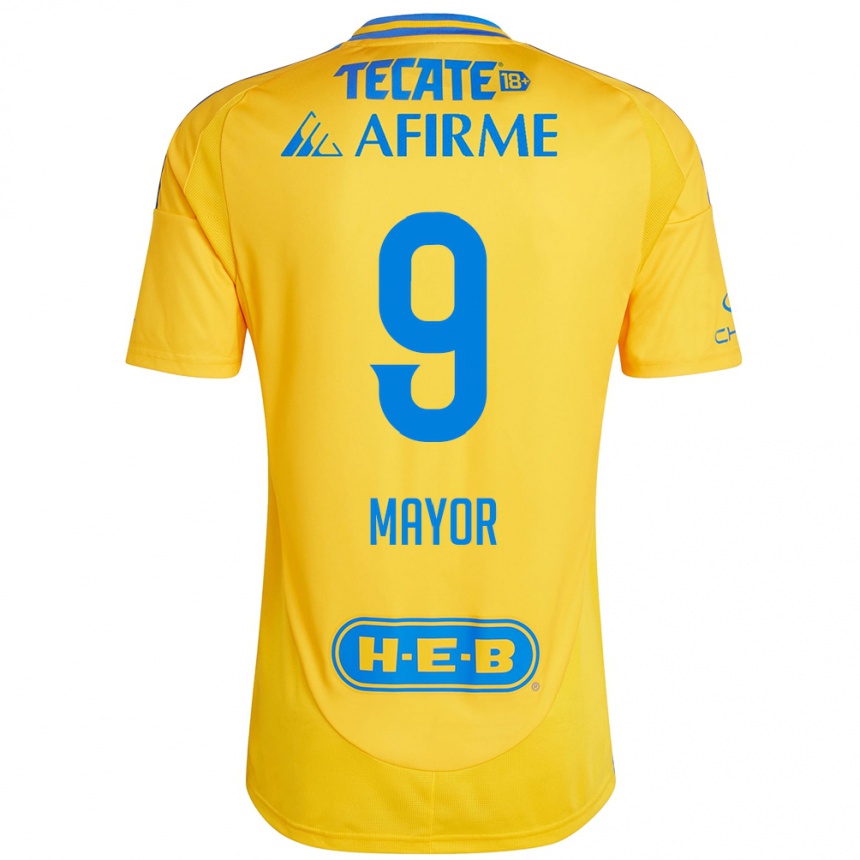 Homme Football Maillot Stephany Mayor #9 Or Jaune Tenues Domicile 2024/25