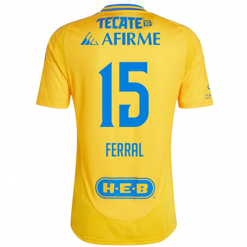 Homme Football Maillot Cristina Ferral #15 Or Jaune Tenues Domicile 2024/25