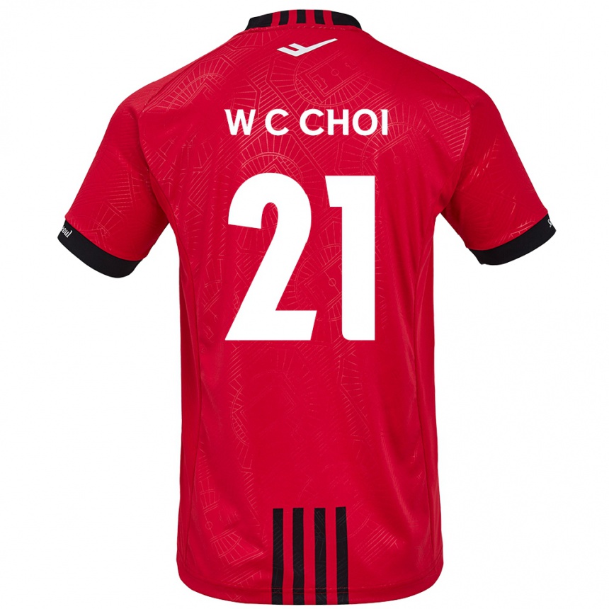 Homme Football Maillot Cheol-Won Choi #21 Rouge Noir Tenues Domicile 2024/25