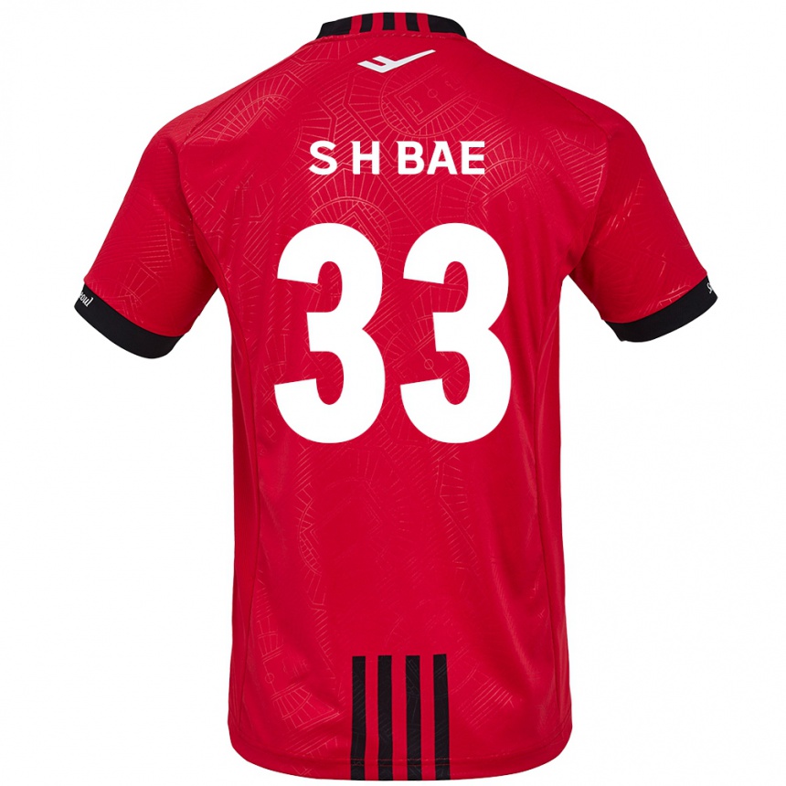 Homme Football Maillot Hyun-Seo Bae #33 Rouge Noir Tenues Domicile 2024/25