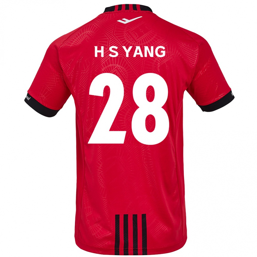 Homme Football Maillot Seung-Hyeon Yang #28 Rouge Noir Tenues Domicile 2024/25