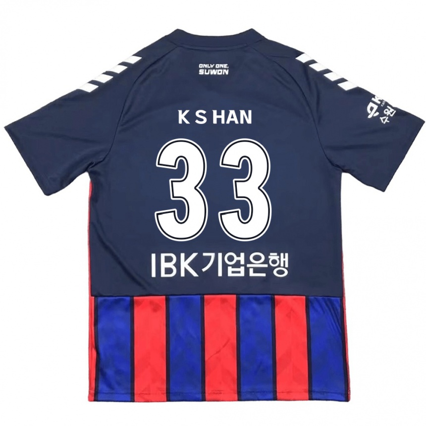 Homme Football Maillot Sang-Kyu Han #33 Bleu Rouge Tenues Domicile 2024/25