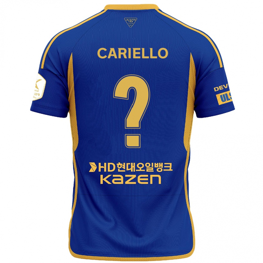 Homme Football Maillot Yago Cariello #0 Bleu Jaune Tenues Domicile 2024/25