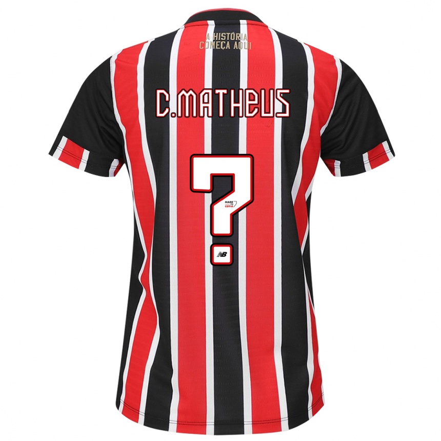 Homme Football Maillot Caio Matheus #0 Noir Rouge Blanc Tenues Extérieur 2024/25