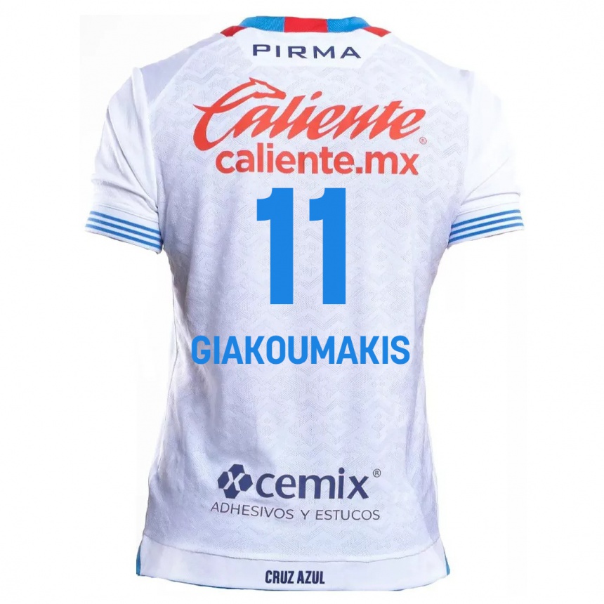 Homme Football Maillot Georgios Giakoumakis #11 Blanc Bleu Tenues Extérieur 2024/25