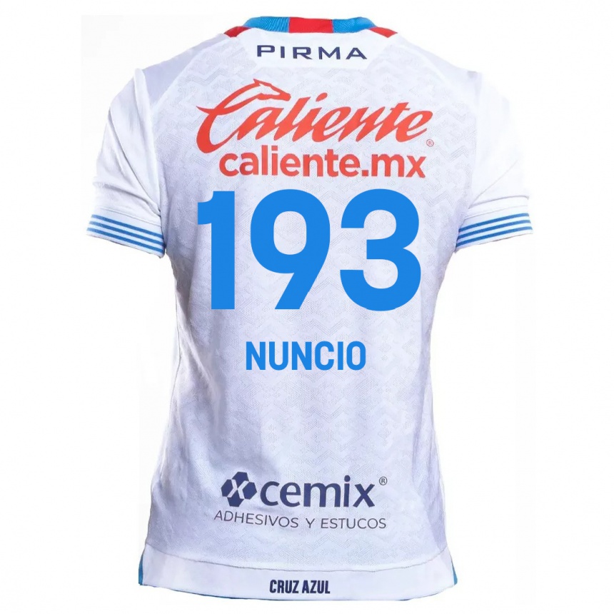 Homme Football Maillot Jorge Nuncio #193 Blanc Bleu Tenues Extérieur 2024/25