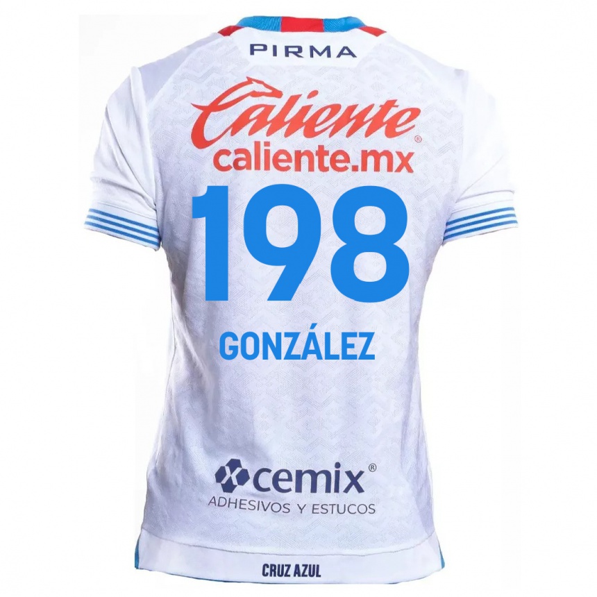 Homme Football Maillot Kenneth González #198 Blanc Bleu Tenues Extérieur 2024/25