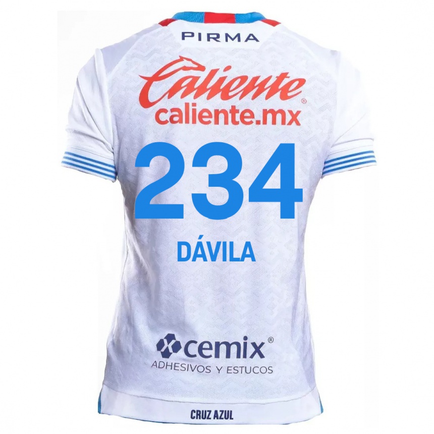 Homme Football Maillot Emilio Dávila #234 Blanc Bleu Tenues Extérieur 2024/25