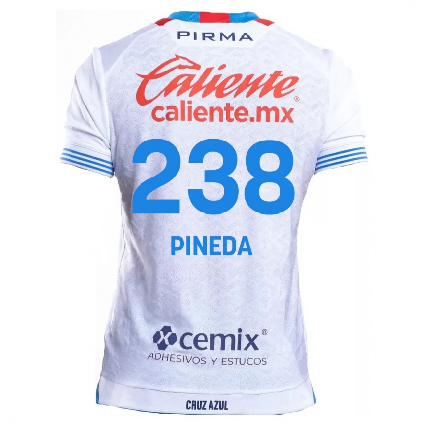 Homme Football Maillot Zadiel Pineda #238 Blanc Bleu Tenues Extérieur 2024/25