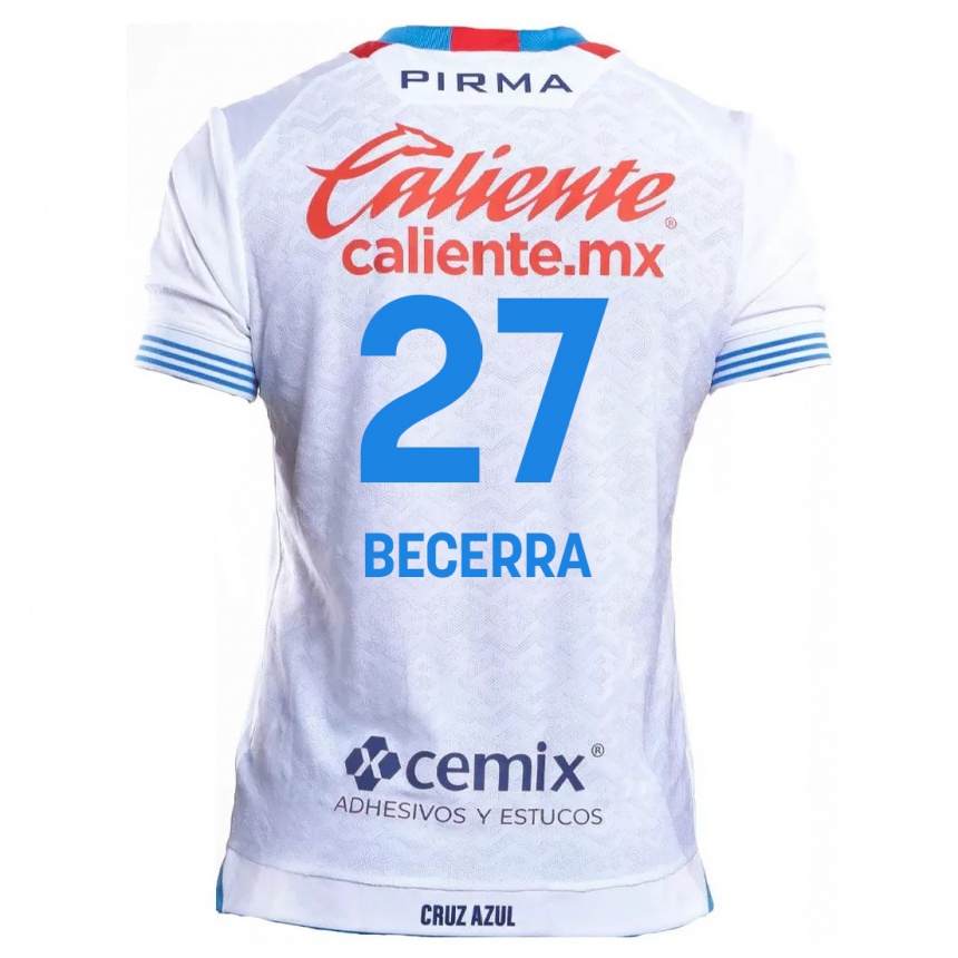 Homme Football Maillot Ana Becerra #27 Blanc Bleu Tenues Extérieur 2024/25