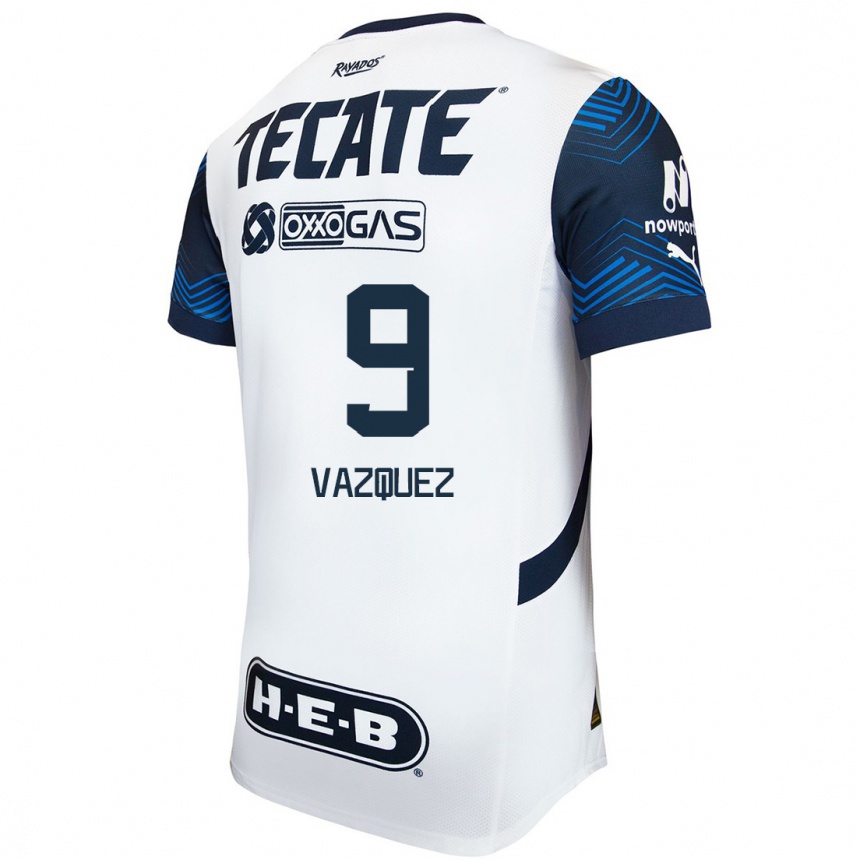 Homme Football Maillot Brandon Vazquez #9 Blanc Bleu Tenues Extérieur 2024/25