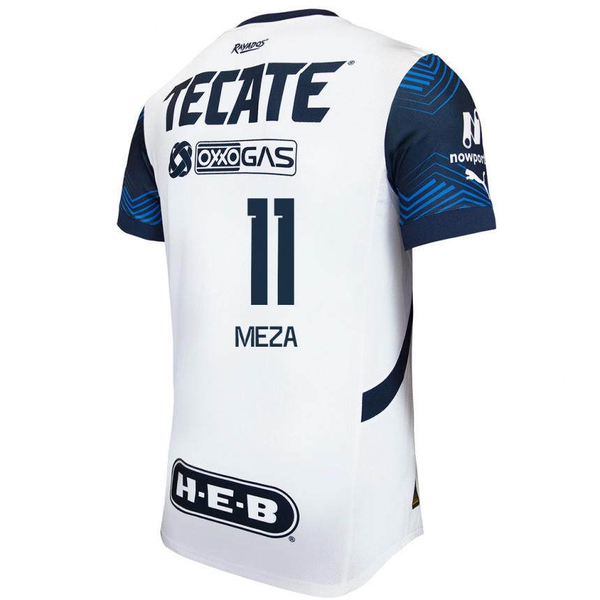 Homme Football Maillot Maximiliano Meza #11 Blanc Bleu Tenues Extérieur 2024/25