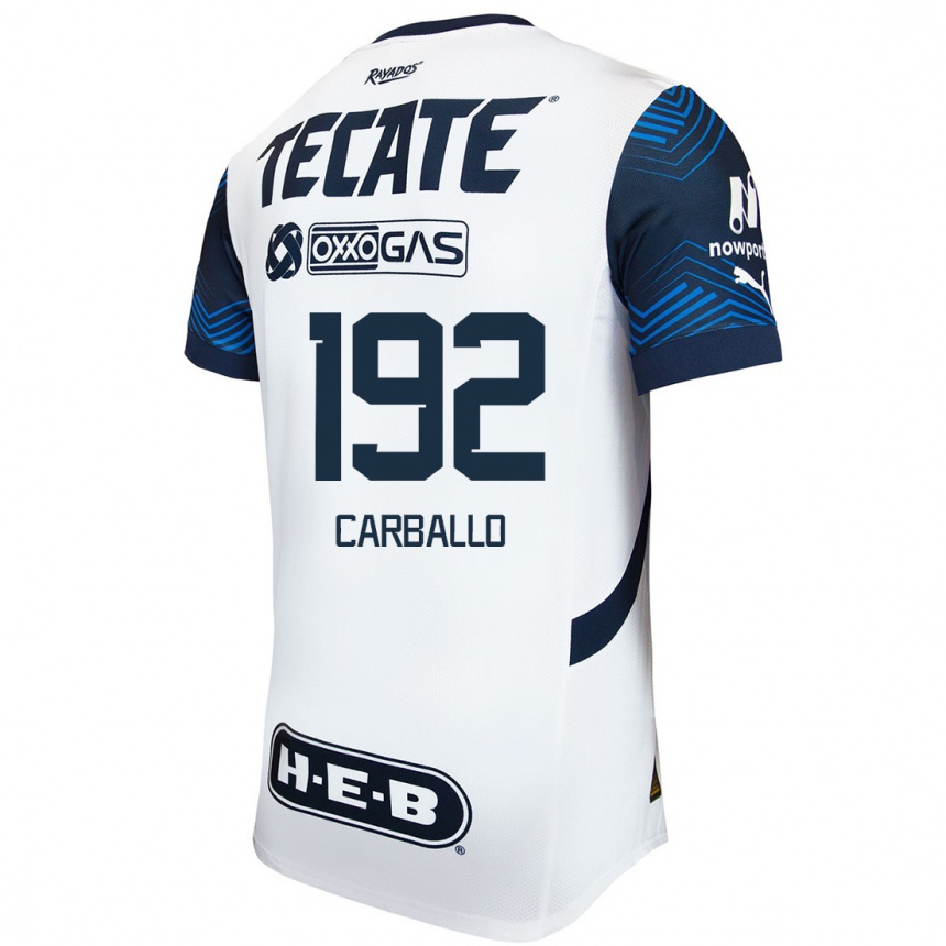 Homme Football Maillot Erick Carballo #192 Blanc Bleu Tenues Extérieur 2024/25