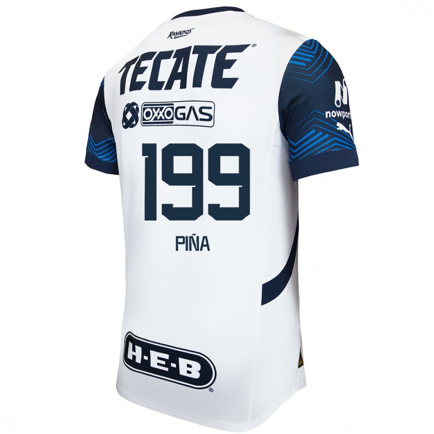 Homme Football Maillot Ricardo Piña #199 Blanc Bleu Tenues Extérieur 2024/25