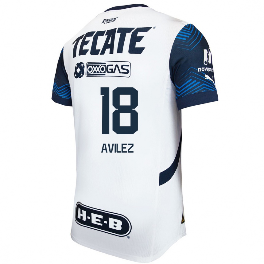 Homme Football Maillot Aylin Avilez #18 Blanc Bleu Tenues Extérieur 2024/25