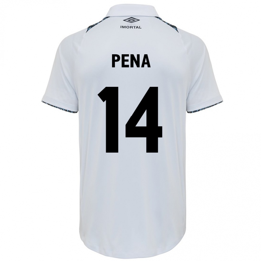 Homme Football Maillot Jessica Peña #14 Blanc Bleu Tenues Extérieur 2024/25