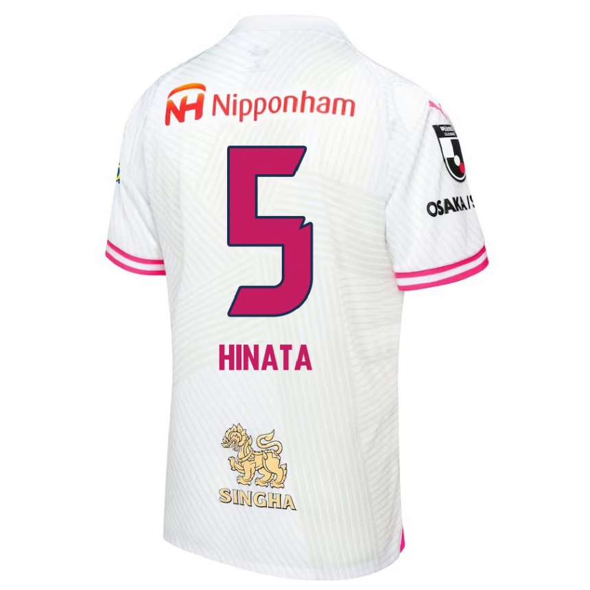 Homme Football Maillot Hinata Kida #5 Blanc Rose Tenues Extérieur 2024/25